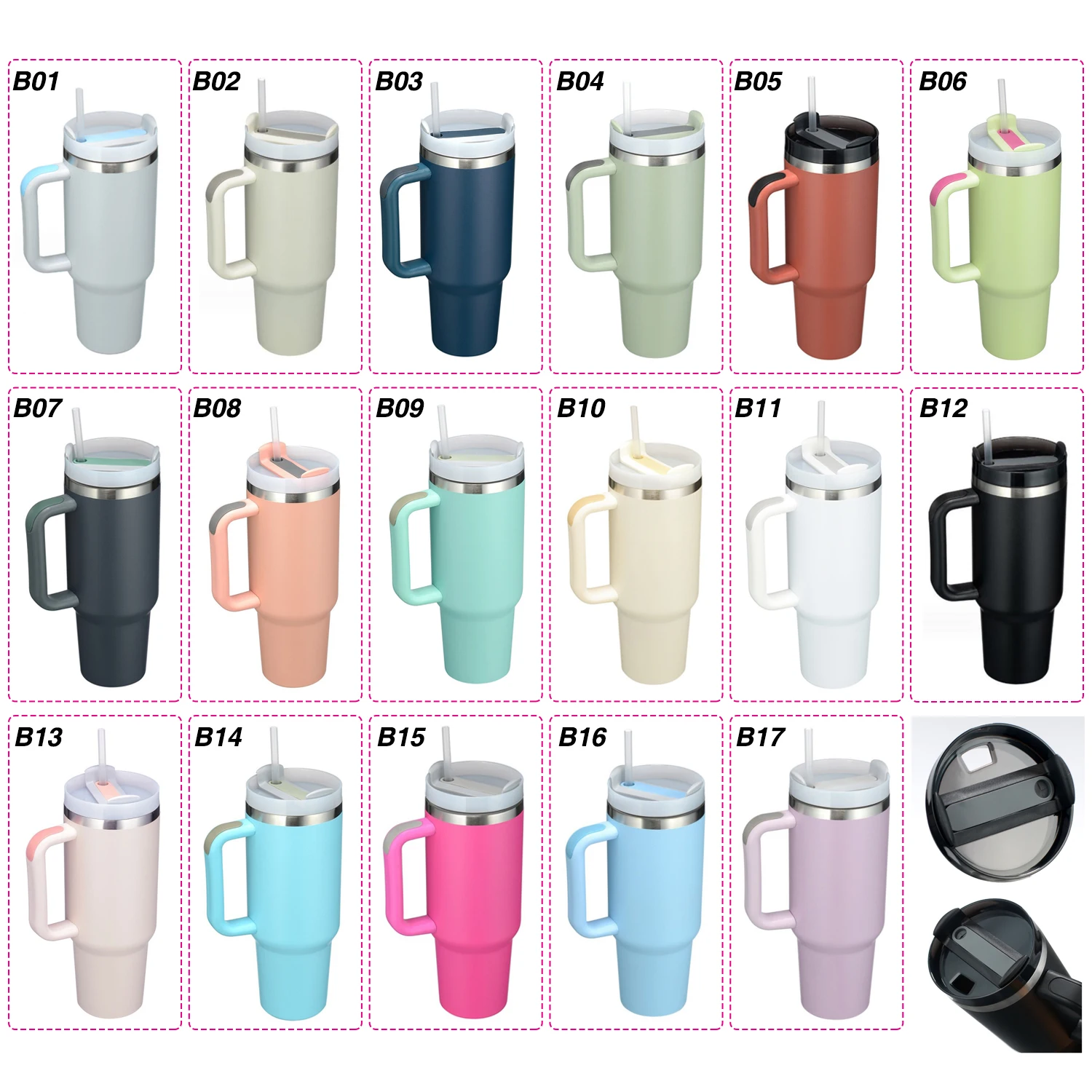 3.0 Version 40oz Tumbler With Handle And Straw Double Wall Vacuum 