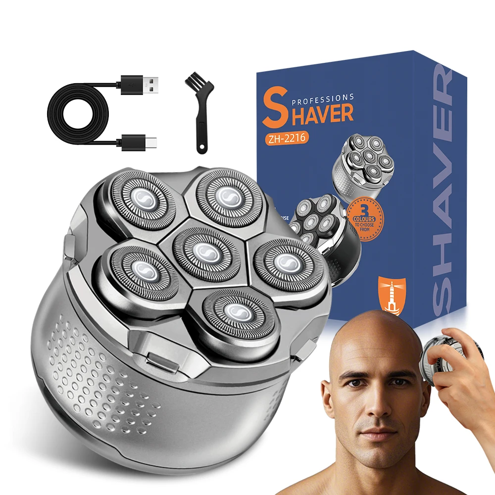 Type-C Charging Electric Shaver Six Blade Floating Razor Stainless Blades Rotary Rotating Shaving Machine for Household RV Hotel