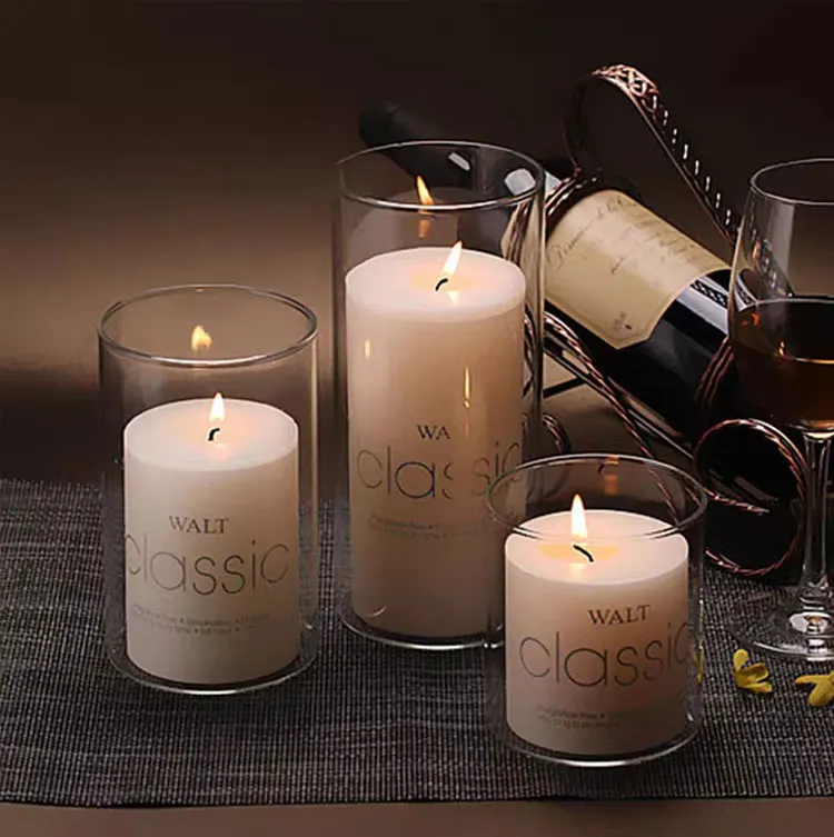 High White Clear Good Quality Double Wall Candle Jar Double Wall Glass