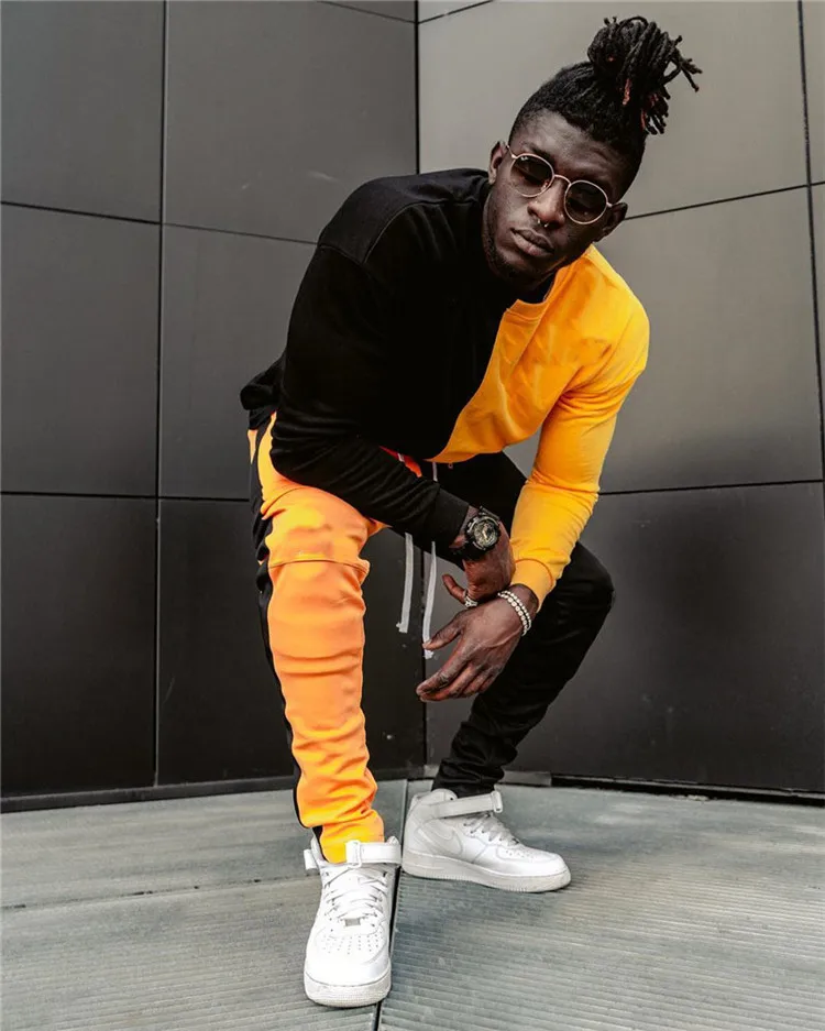 Custom Tech Fleece French Terry Mens Color Block Sports Slim Fit Cotton Tracksuit