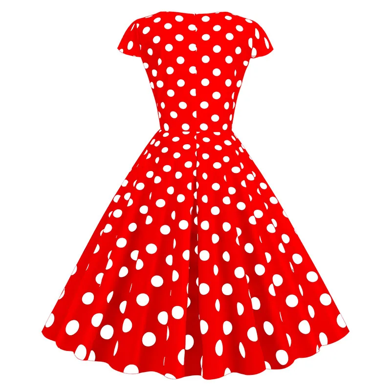 50s fashion women dresses Zapaka Women Red Plaid Retro Dress Style 1950s Dress with Short Sleeves, Red Plaids / XL main image 0