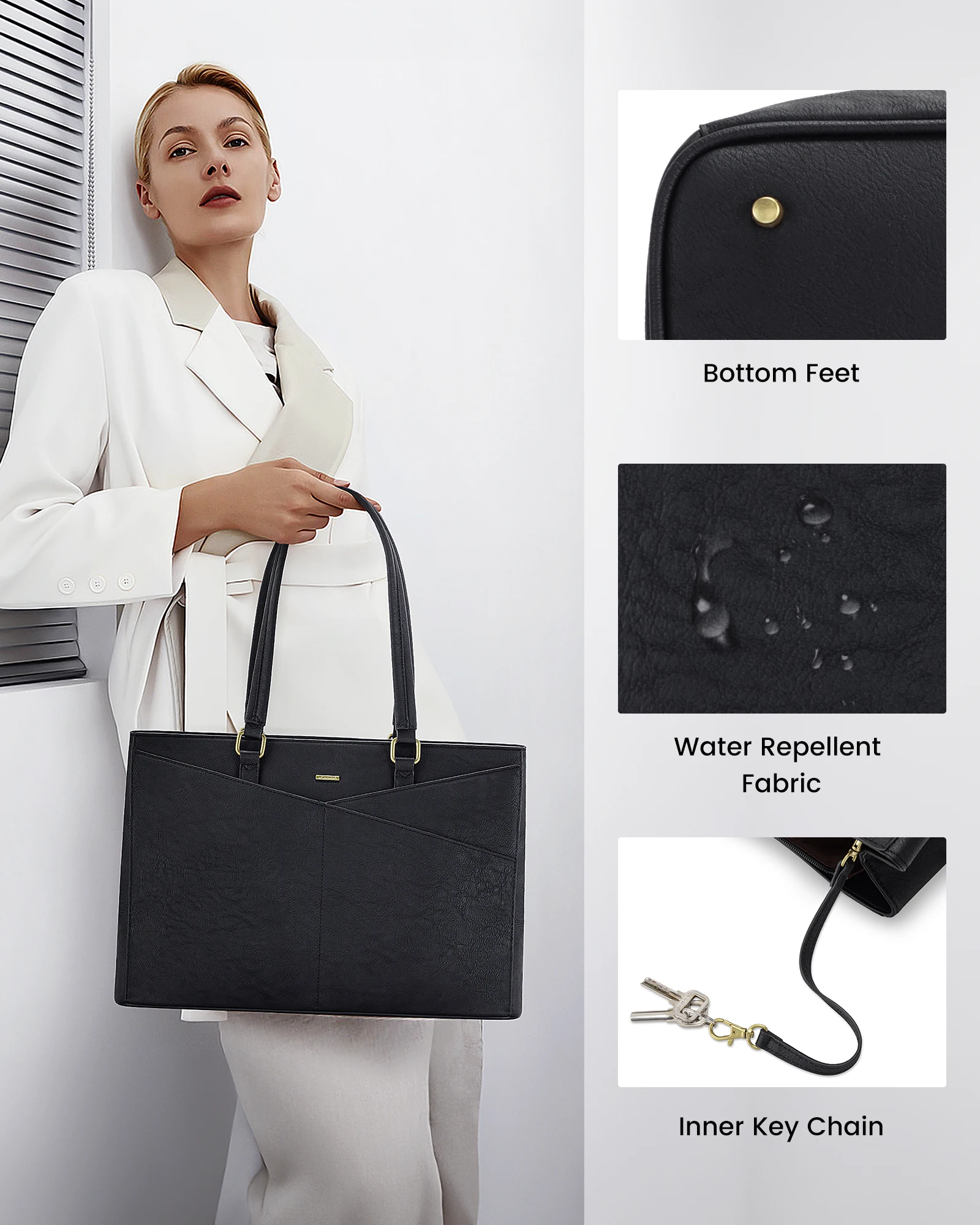 LOVEVOOK Sac Cabas Femme Sac à Main de Cours Lycee PU Cuir,Grande Capacité Sac Ordinateur Portable 15,6/17 Pouces 2 Pièces pour Travail Affaires Voyage Université (Noir, 15,6 Pouces LOVEVOOK Sac Cabas Femme Sac à Main de Cours Lycee PU Cuir,Grande Capacité Sac Ordinateur Portable 15,6/17 Pouces 2 Pièces pour Travail Affaires Voyage Université (Noir, 15,6 Pouces