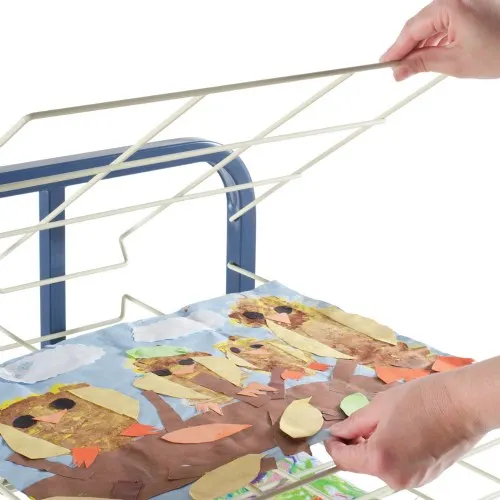 JH-Mech 20 Flexible Shelves with Mobile Cart Easy to Assemble Stable Stackable Metal Drying Rack for Art