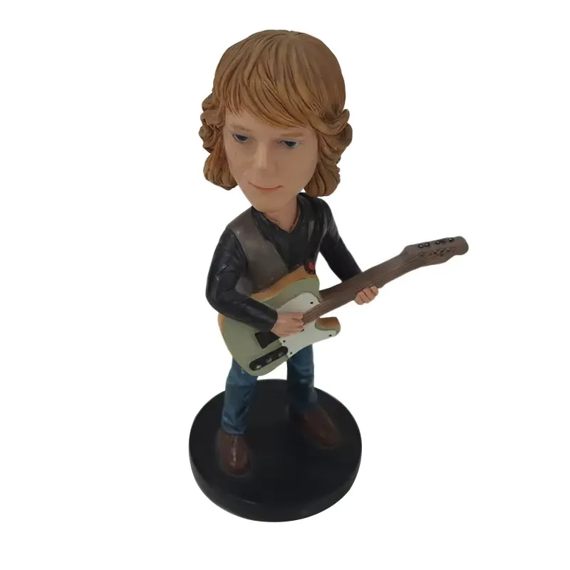 Custom Resin Figure Bobble Head Rock Music Guitar Star Figurine Bobblehead Children's Home Desk Decorative Gift