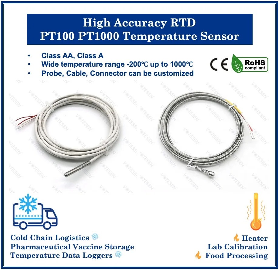 Rtd Sensor Pt100 Pt1000 Temperature Sensor - Buy Customized Pt100 ...