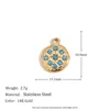 Round pendant with diamonds - gold - blue diamond