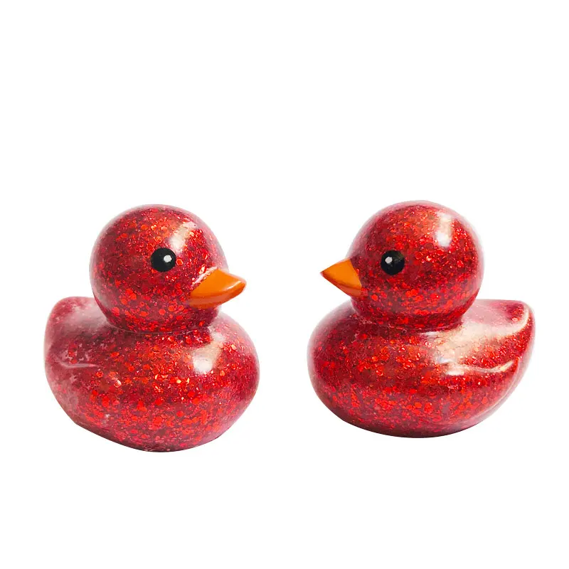 2021 hot sale Vinyl material small  bath duck toy  with glitter