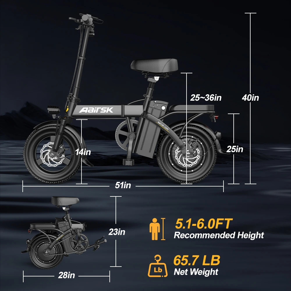 Exclusive Deal Aairsk 14-Inch Folding Electric Delivery Bike with 500W Motor, 48V 20Ah/15Ah Battery - Foldable Ebike Imported from China - Image 4