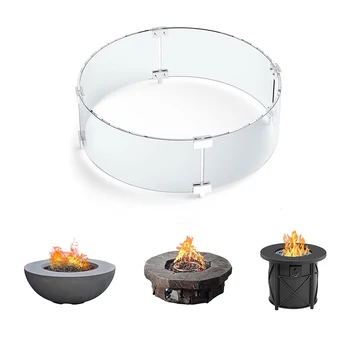 Discount Price rectangle wind guard round fire pit glass wind guard
