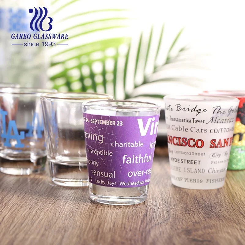 2oz Frosted Sublimation Glass Cups for Bars Straight Cylinder Customized Shot Glass for Vodka Whiskey Tequila Cup