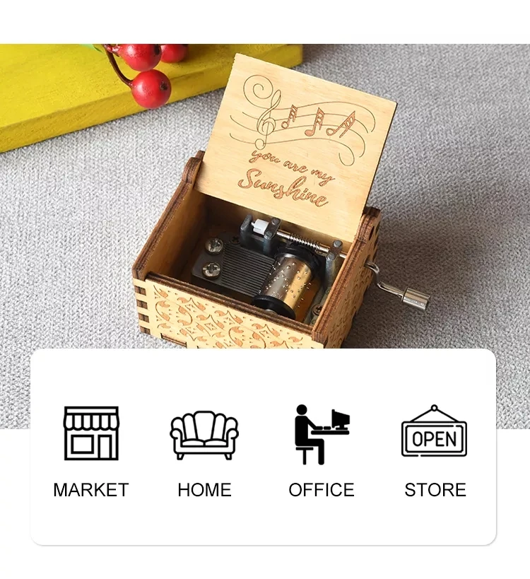 Обновленная деревянная музыкальная шкатулка RTS 2023, Лидер продаж, Высококачественная Музыкальная шкатулка с ручным приводом, портативная музыкальная шкатулка в стиле ретро, оптовая продажа с завода