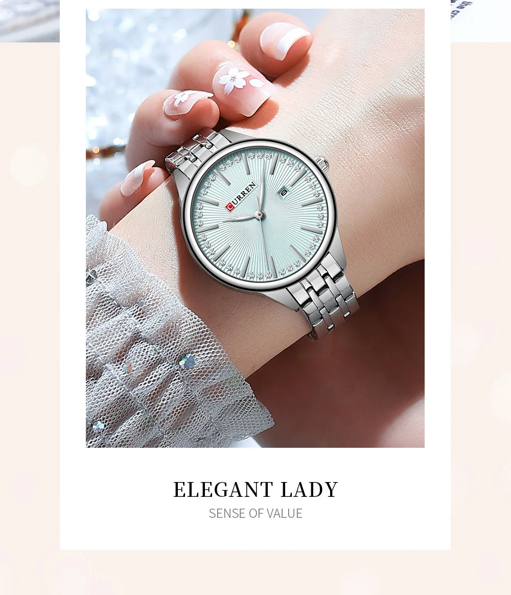 CURREN 9099 Small Dial Simple Design Quartz Watch Fashion Calendar Casual Waterproof Stainless Steel Strap Business Lady Watches