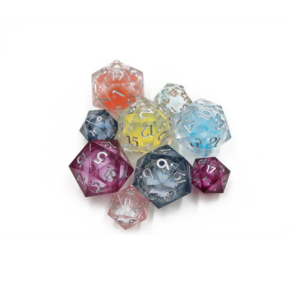 Custom D20 Resin Dice for Dnd Game 33mm Oversize Liquid Core Polyhedral Dice Size 16mm factory