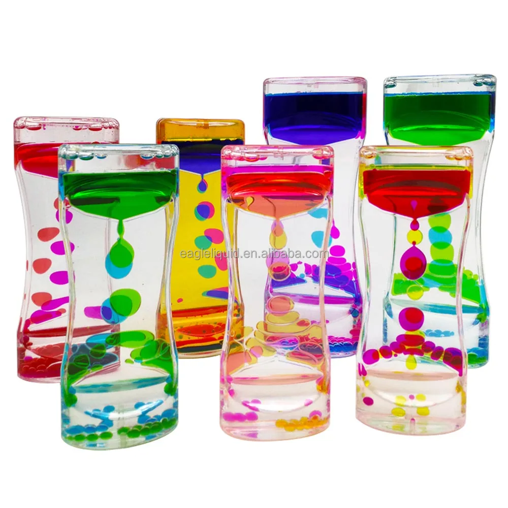 Liquid Motion Bubbler Timer with Floating Color Lava Incredibly Effective Calming Stress Relief Hourglass Toy for Kids Autism