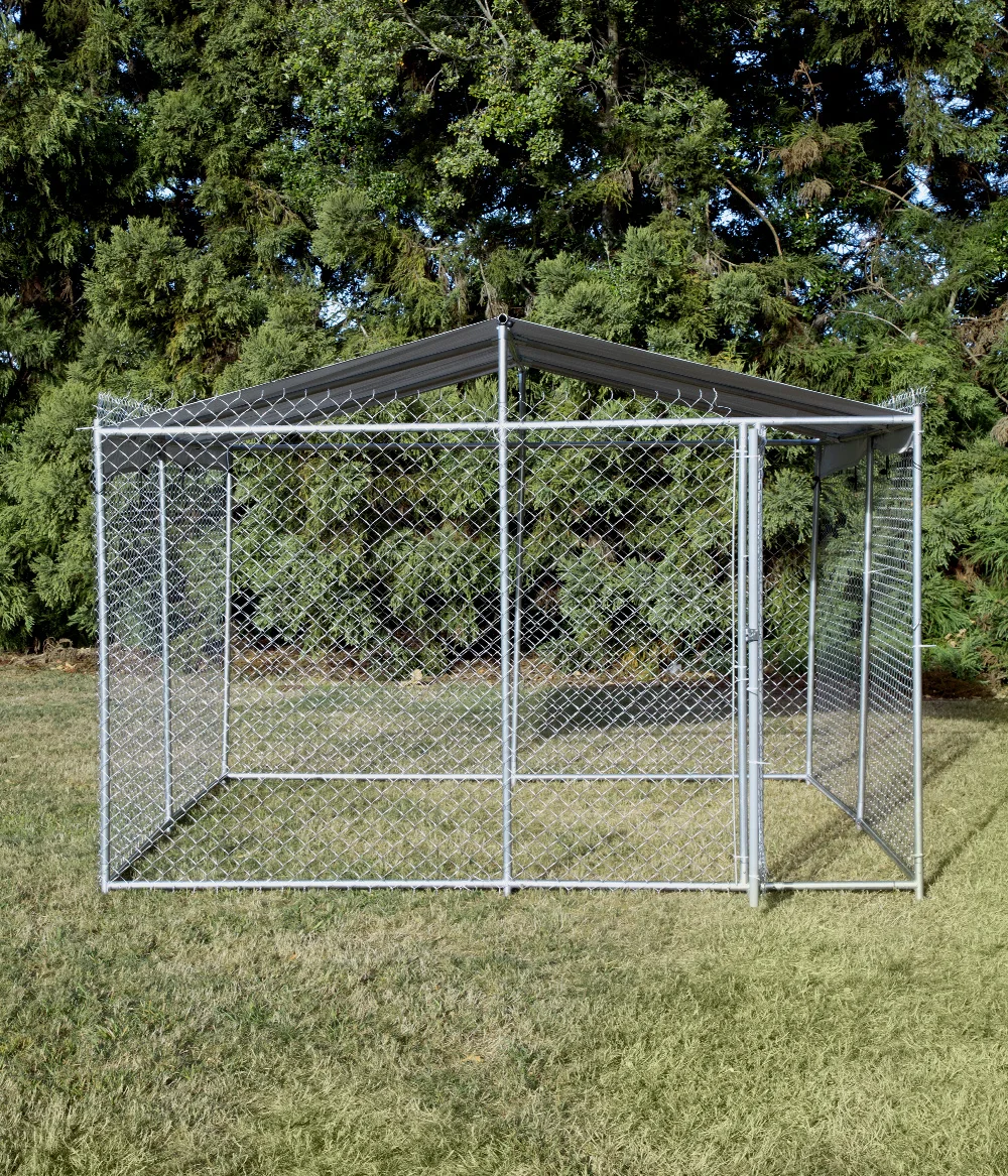 3x3x2.2m Heavy Duty Pet Run Cage Chain Link Metal Dog Kennel Pet Play 