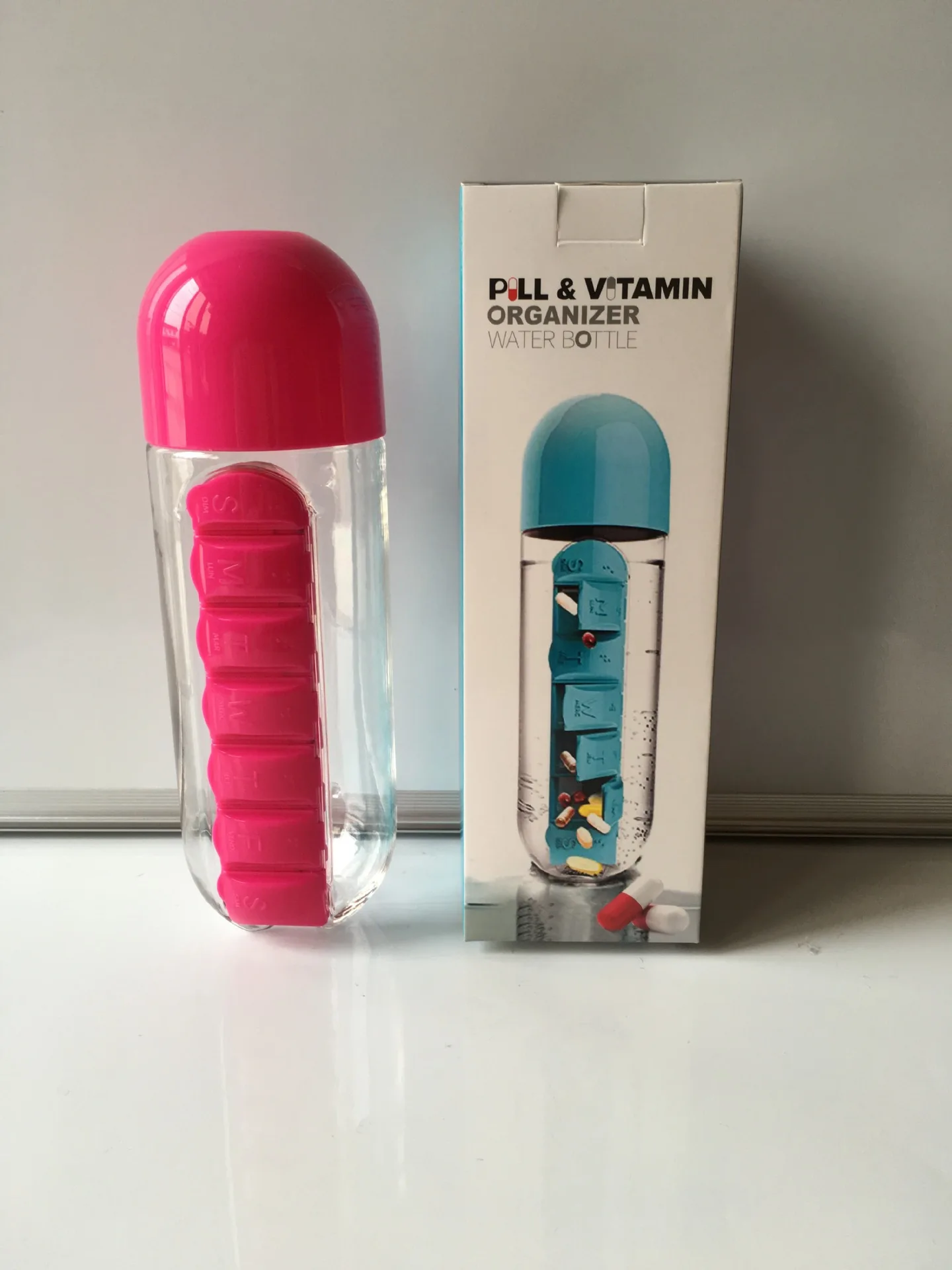 2-in-1 Pill Organizer and Water Bottle - Personalization Available