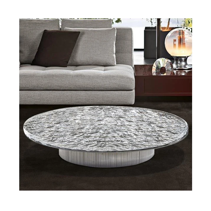 High Quality Living Room Furniture Water Ripple Round Crystal Glass ...