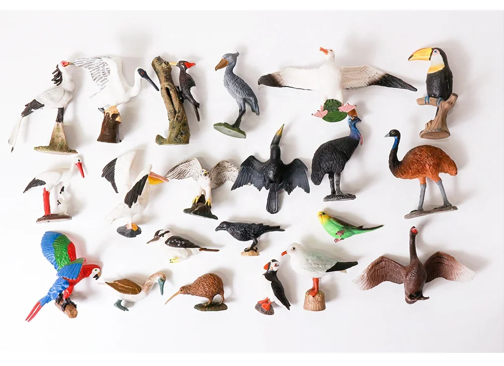 2-4 Inched Collection Toys Models Plastic Simulated 19 Kind Realistic Bird Animals Figurines