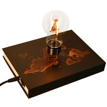 Magnetic Levitating Light Bulb Rotating Floating Bulb Wood Table Lamp Unique Gifts Home Decoration
