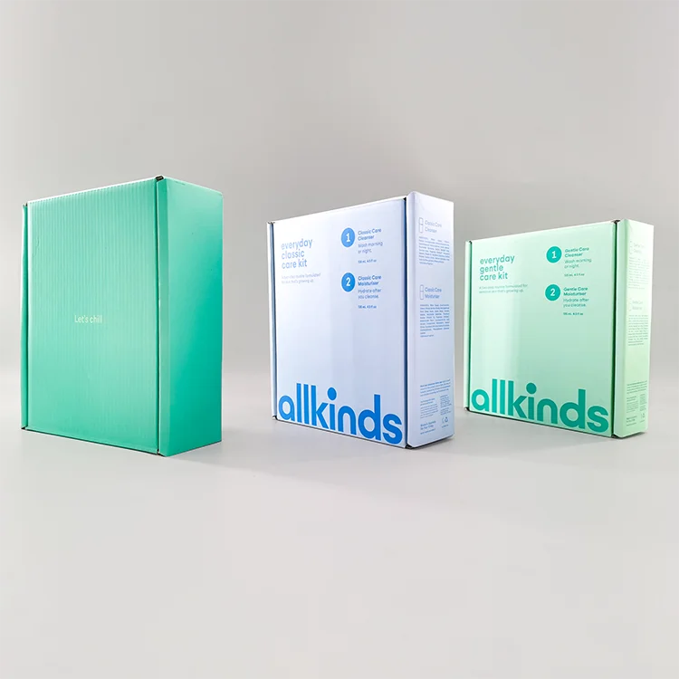 Wholesale Custom Logo Design Small Shallow Green Color 5x5x4  8x8x8 E Flute Corrugated Paper Cardboard Package Shipping Boxes