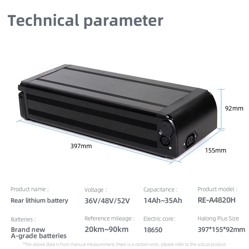 Lithium Ion Rear Rack Type E Bike Battery 36v 13ah Electric Bicycle Bike Recharge High Capacity 2671