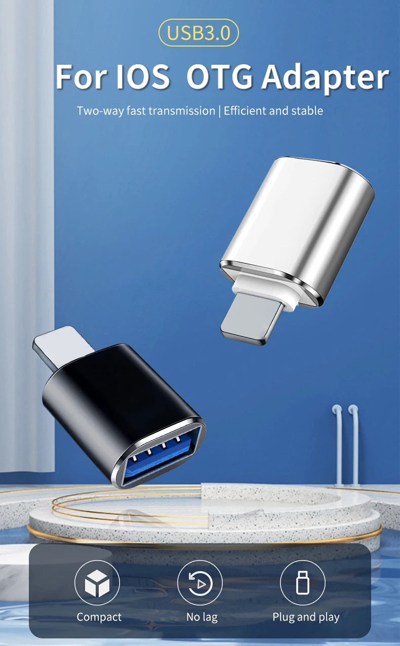 Usb 3.0 Otg Adapter For Iphone Ios 13 Above Data Transmission U Disk
