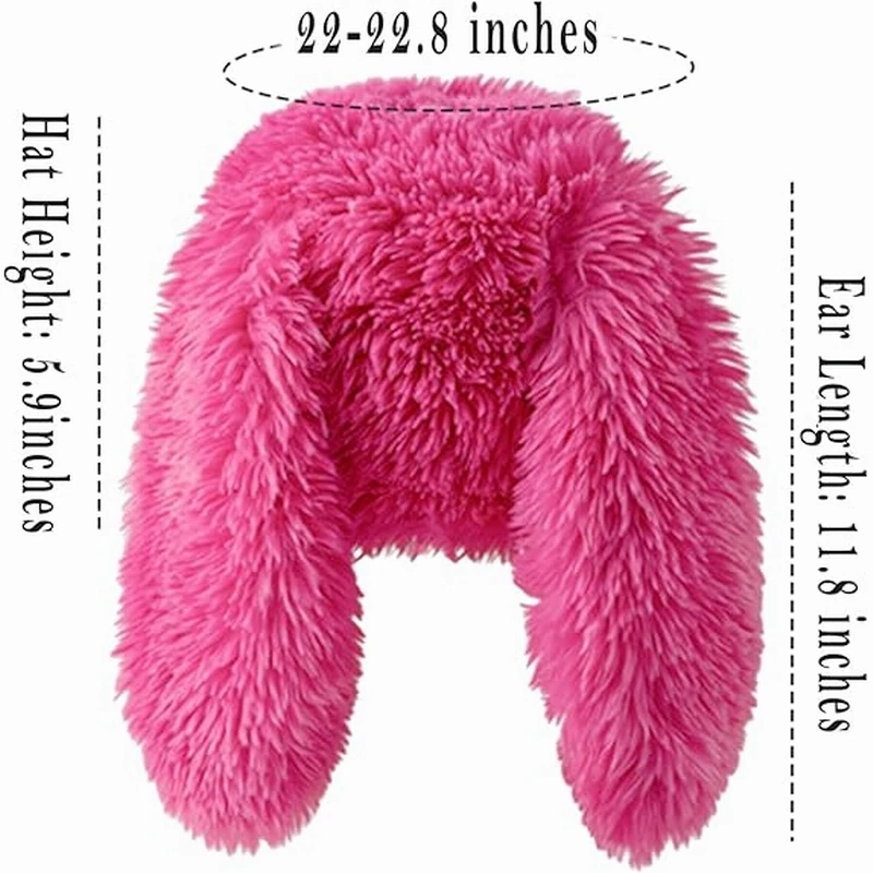 Y2K Fuzzy Bunny Hat - Cute Plush Beanie with Long Ears display picture 3
