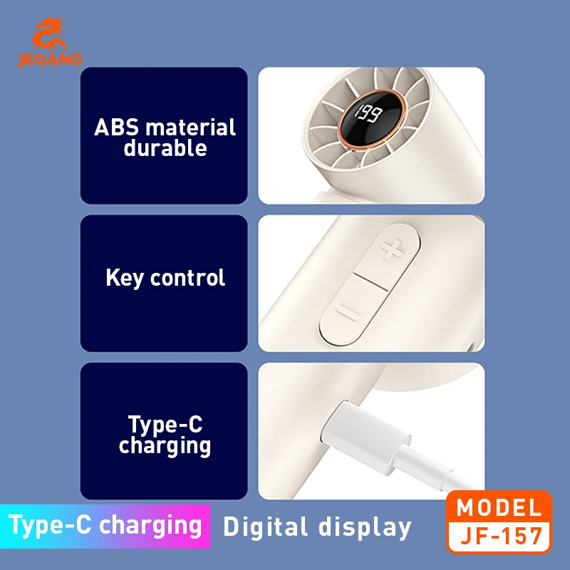 JF-157 199-Speed Portable Mini Turbo Fan New Digital Display Small Desktop Fan for Home Office Cross-Border Consumer Electronics