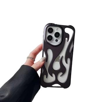 Simple Hollow Flame Matte Frosted Protective Shockproof Mobile Phone Accessories Cover Case For iPhone 11 12 13 14 15 Pro Max