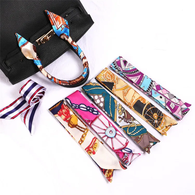 Handbag Scarf Bag Handle Wrap Imitation Silk Ribbon Scarf Women