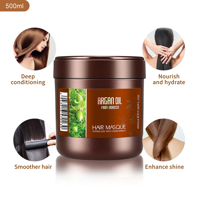 Оптовая продажа увлажняющая сглаживающая восстанавливающая маска для волос лечение органической аргановой масляной