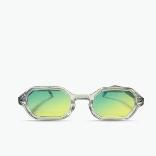 Finewell 3503 Retro Designer CP Sonnenbrille mit individuellem Logo, UV400, trendige Herren-Sonnenbrille im Farbverlauf Grün-Gelb._voghion.com