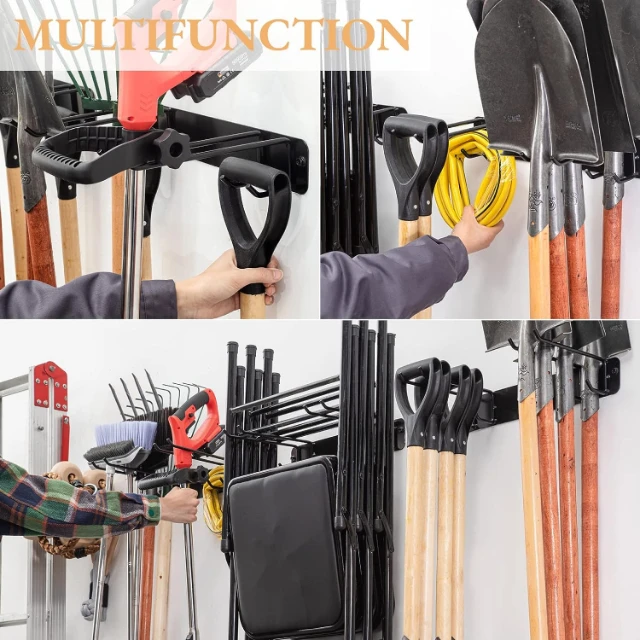 Garage Double Garden Tool Display Rack Wall Mounted Storage