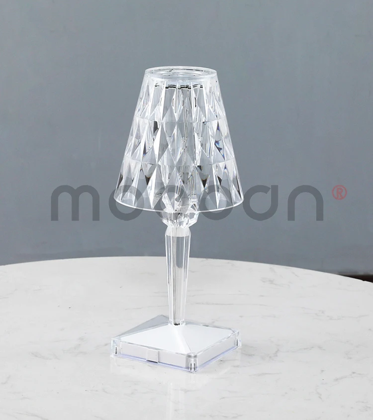 Italian modern simple luxury home decor battery USB acrylic ambient bedside led crystal table lamp