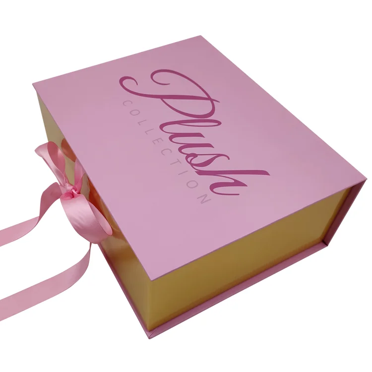 Luxury Custom Red Wigs Gift Box Chocolate Packaging with Ribbon Closure and Satin for Bundle Hair Extensions Beauty Products