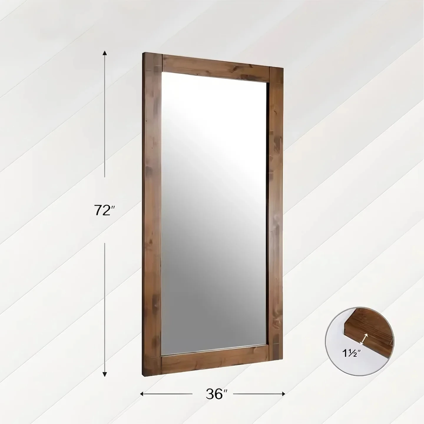 TETE Custom Nordic Rectangular Full-Length Floor Mirror Modern Design Wooden Framed Bath Living Room Bedroom Decorative Mirrors