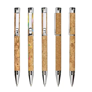 P4600 Creative Metal Rotary Ballpoint Pen Cork Grain 1.0mm Writing Steel Paper Enterprise Gifts Personalized Logo Printing