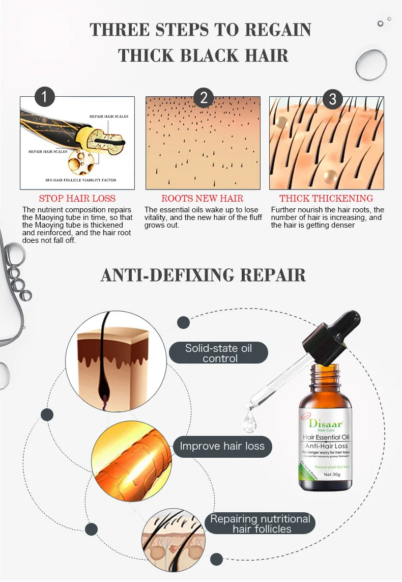 Hot Selling Dissar Organic Hair Loss Growth Oil Natural Regrowth Hair Oils for Hair Growth