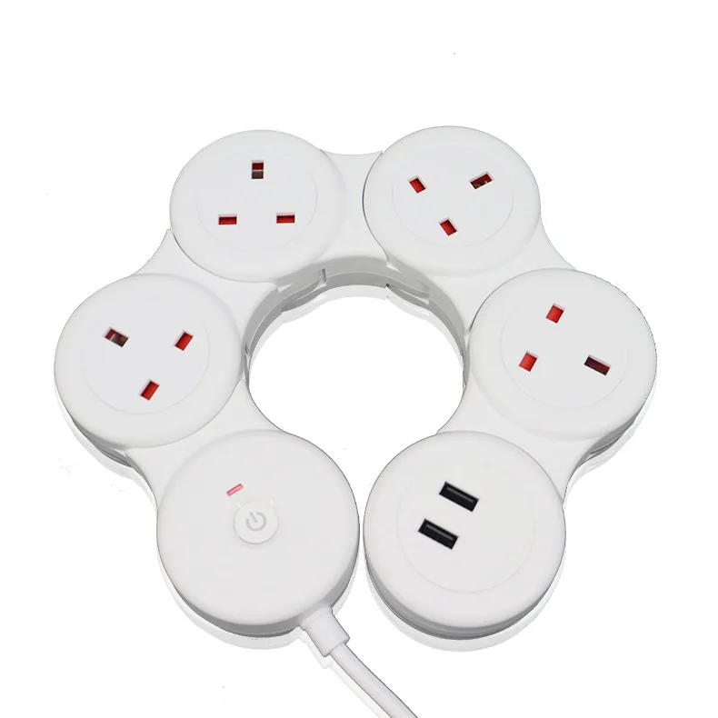 Modern Designed Power Strip with Extension Cord Switch and Light