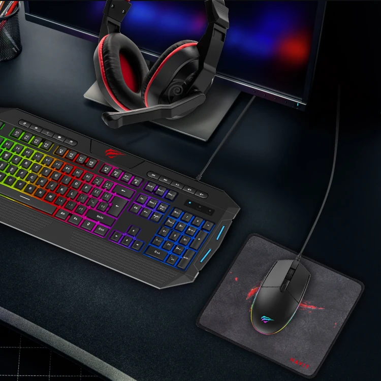 Havit KB501CM  4 in 1 Gaming Combo Set Wired Keyboard and Mouse Combo Teclado Gamer Keyboard Mouse Combos WIth Mouse