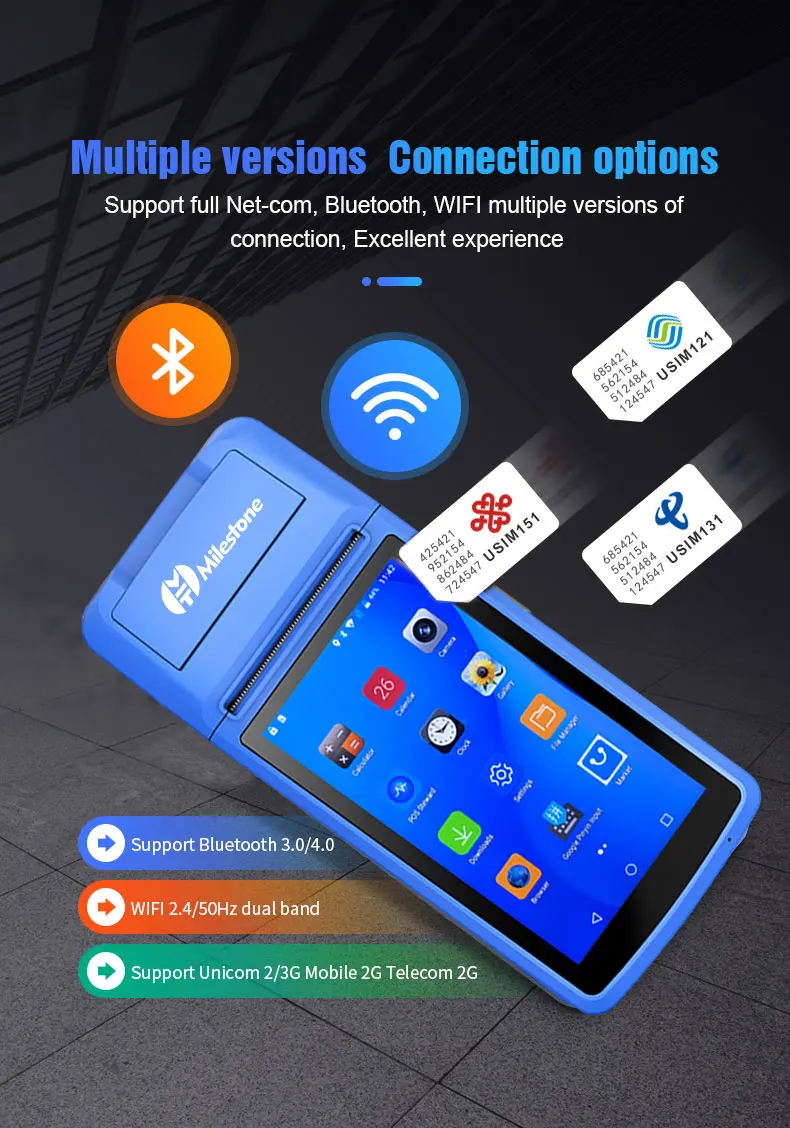Milestone M1 Touch Screen Mobile Handheld Wireless POS System