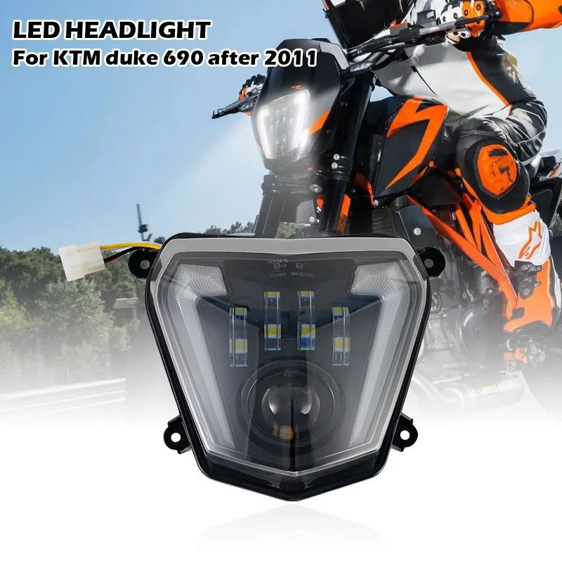 YongJin LED Headlight Front Lamp Assembly with Hi-low Beam DRL Headlight  for KTM Duke 690
