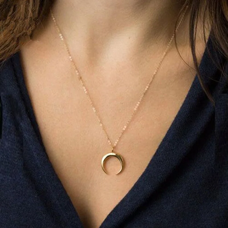 downward crescent moon necklace