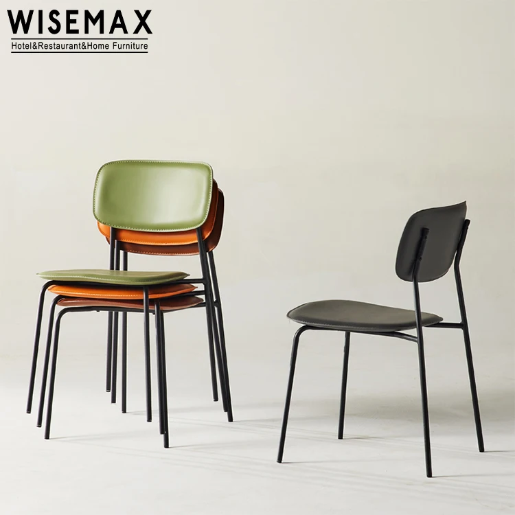 WISEMAX FURNITURE Contemporary New Design Metal Frame Classic Chair Indoor Restaurant Upholstery PU Leather Dining Chair