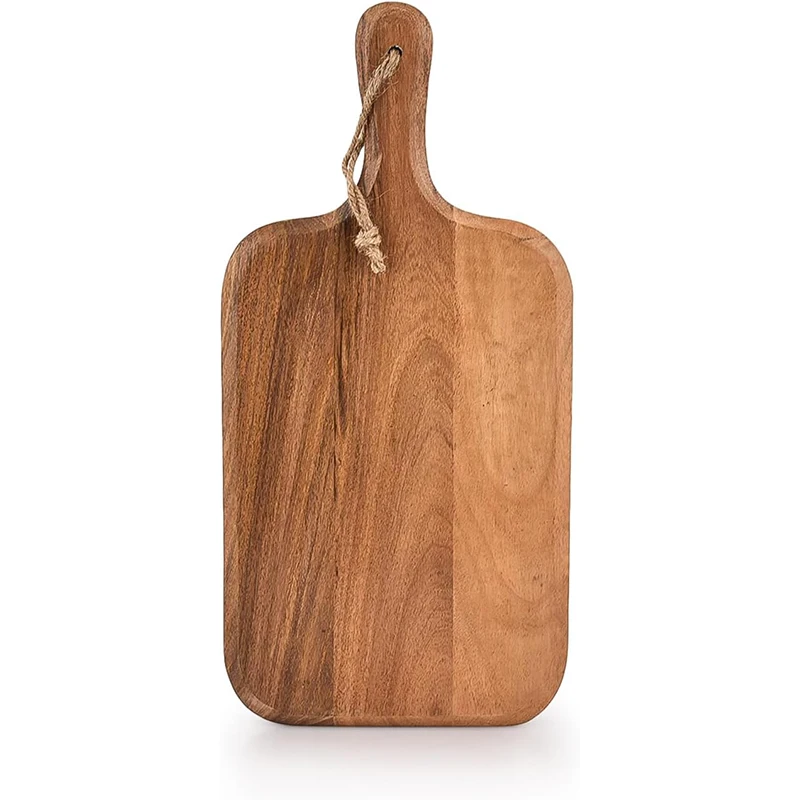 Wholesale Acacia Wood Cutting and Serving Board with Handle Kitchen Chopping Boards for Pizza Cheese Charcuterie Fruit
