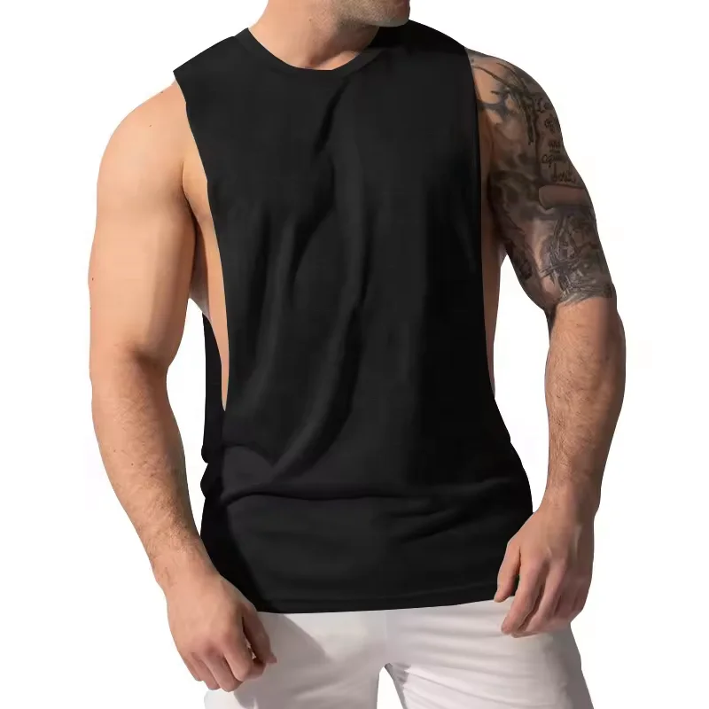 JL2422A Screen Printing Gym Tank Top Men Polyester Quick Dry Extreme Dropped Armhole Tank Top for Men