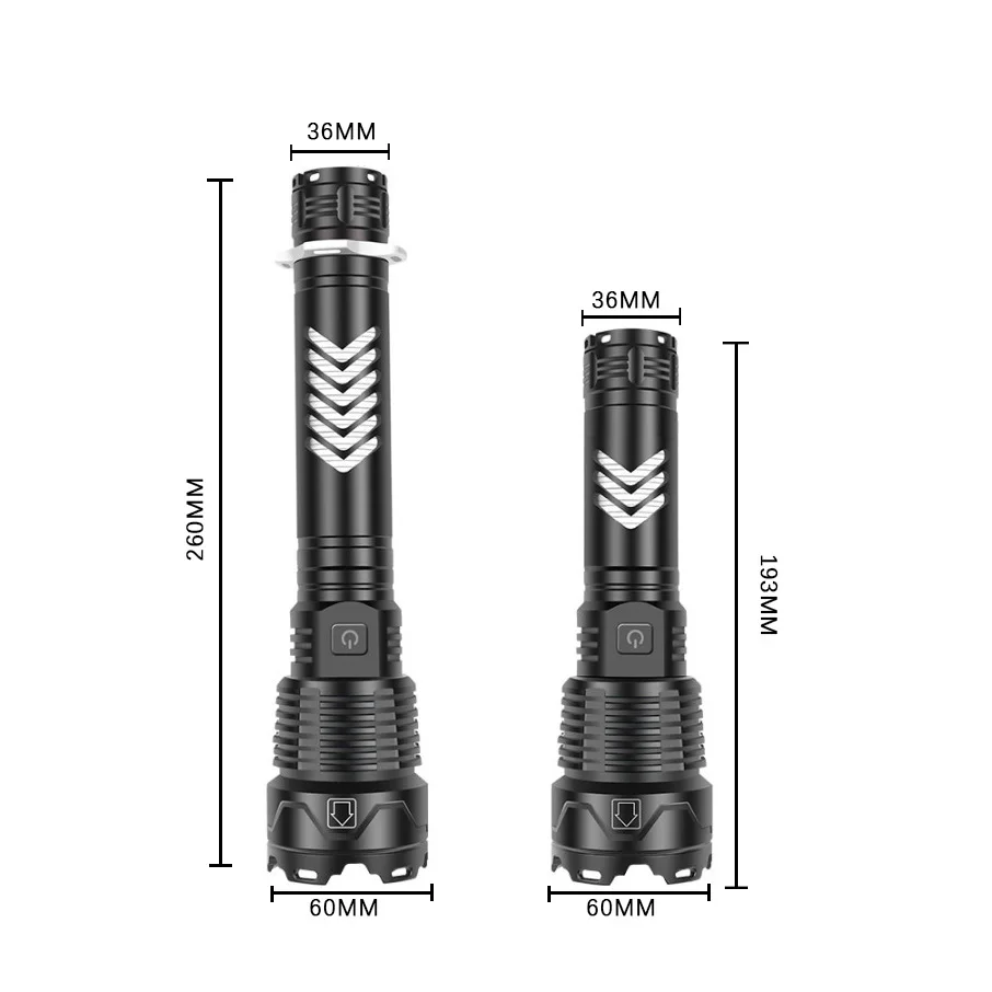 3000 High Lumen XHP160 Powerful Long Distance rechargeable Zoomable LED Tactical torches light Aluminum Alloy Flashlights details