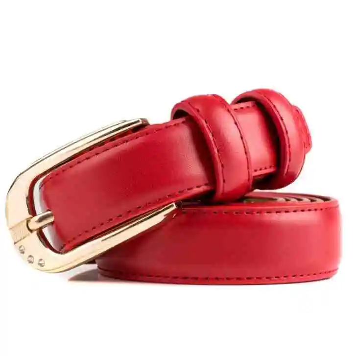 Red Ladies Belt Casual Versatile Pin 
