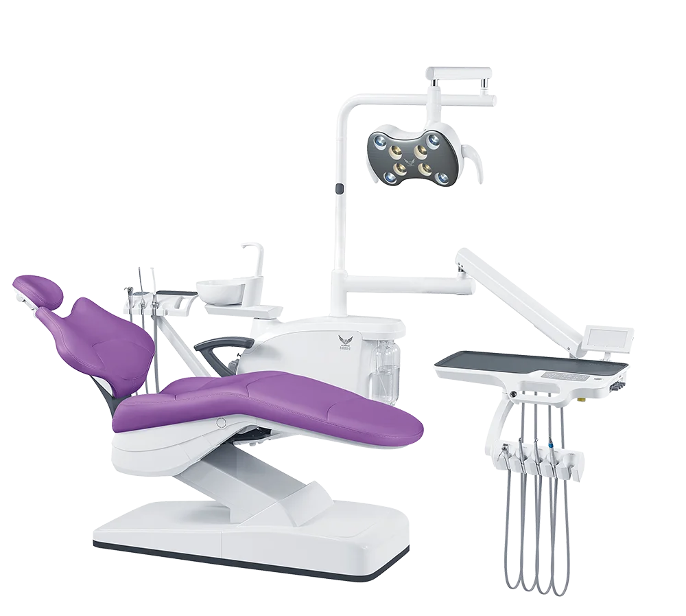 Dental Treatment Premium Aluminum Cast Frame Portable  Leather Dental Chair with Adjustable Headrest & LED Light | CE Certified