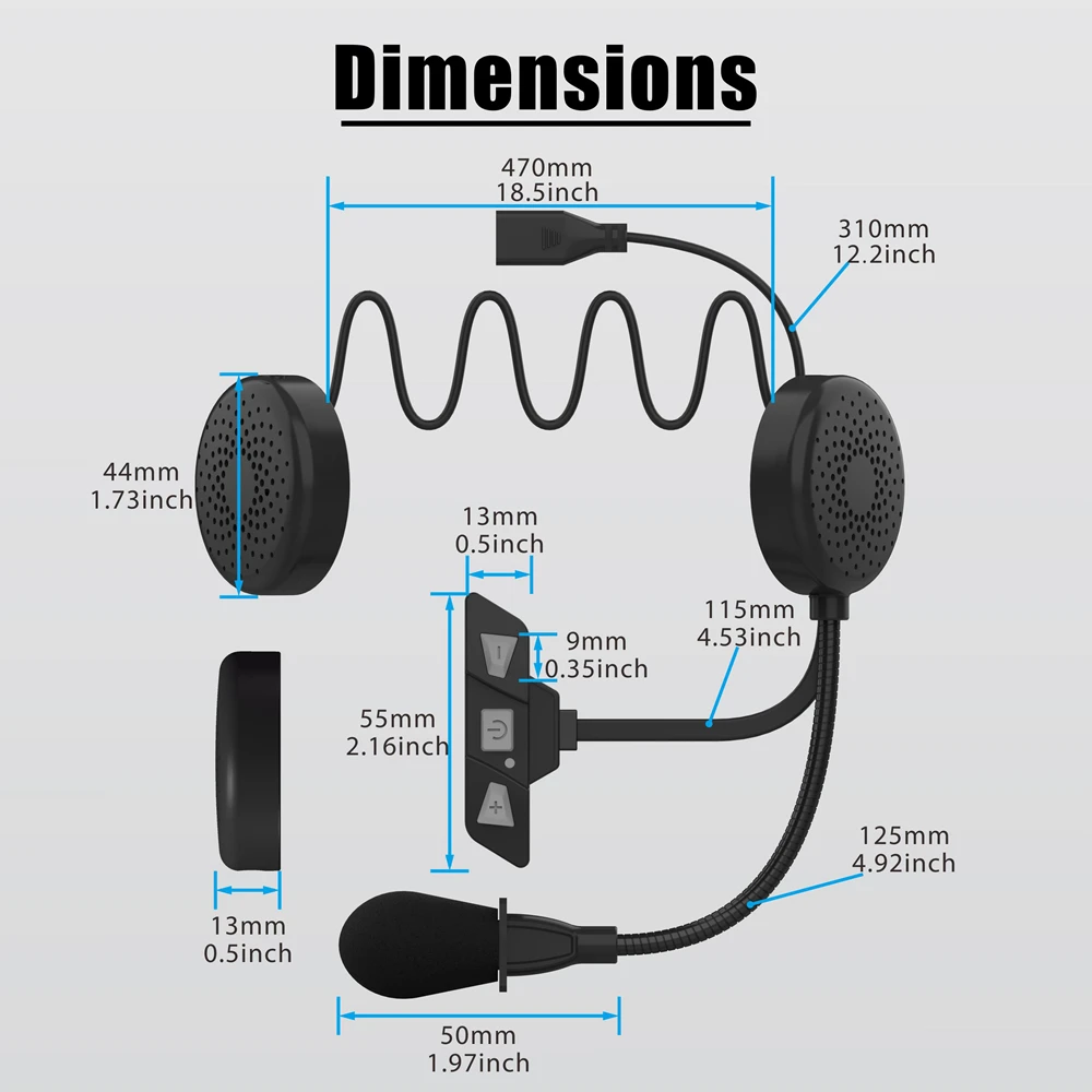 Motorcycle Headphones Wireless Bluetooth Helmet Headphone Function